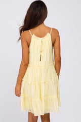 Yellow Tiered Ruffle Accent Mini Dress