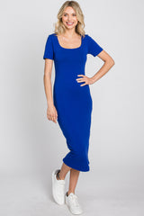 Royal Blue Fitted Maternity Midi Dress