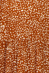 Rust Animal Print Smocked Maternity Midi Dress