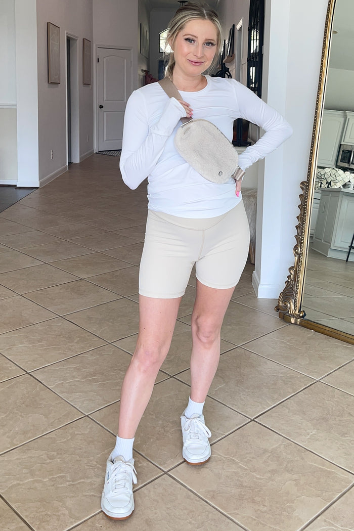 White Active Long Sleeve Maternity Top