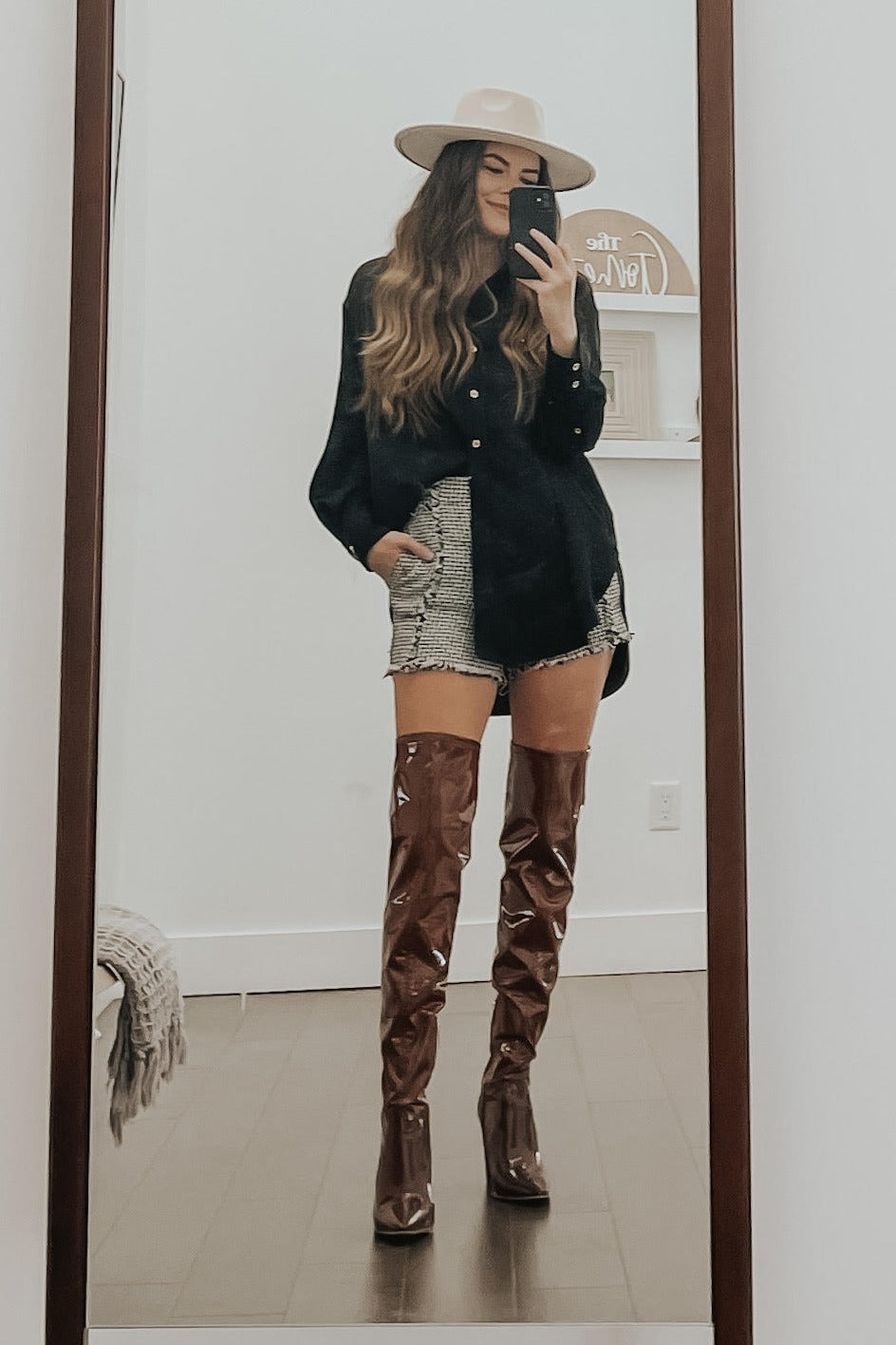 Black Satin Button Up Blouse