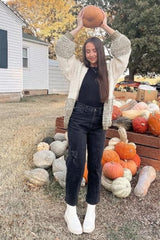 Olive Open Knit Color Block Cardigan