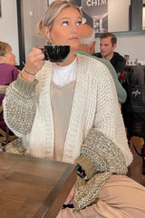 Olive Open Knit Color Block Cardigan