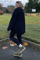 Black Contrast Oversized Sherpa Coat