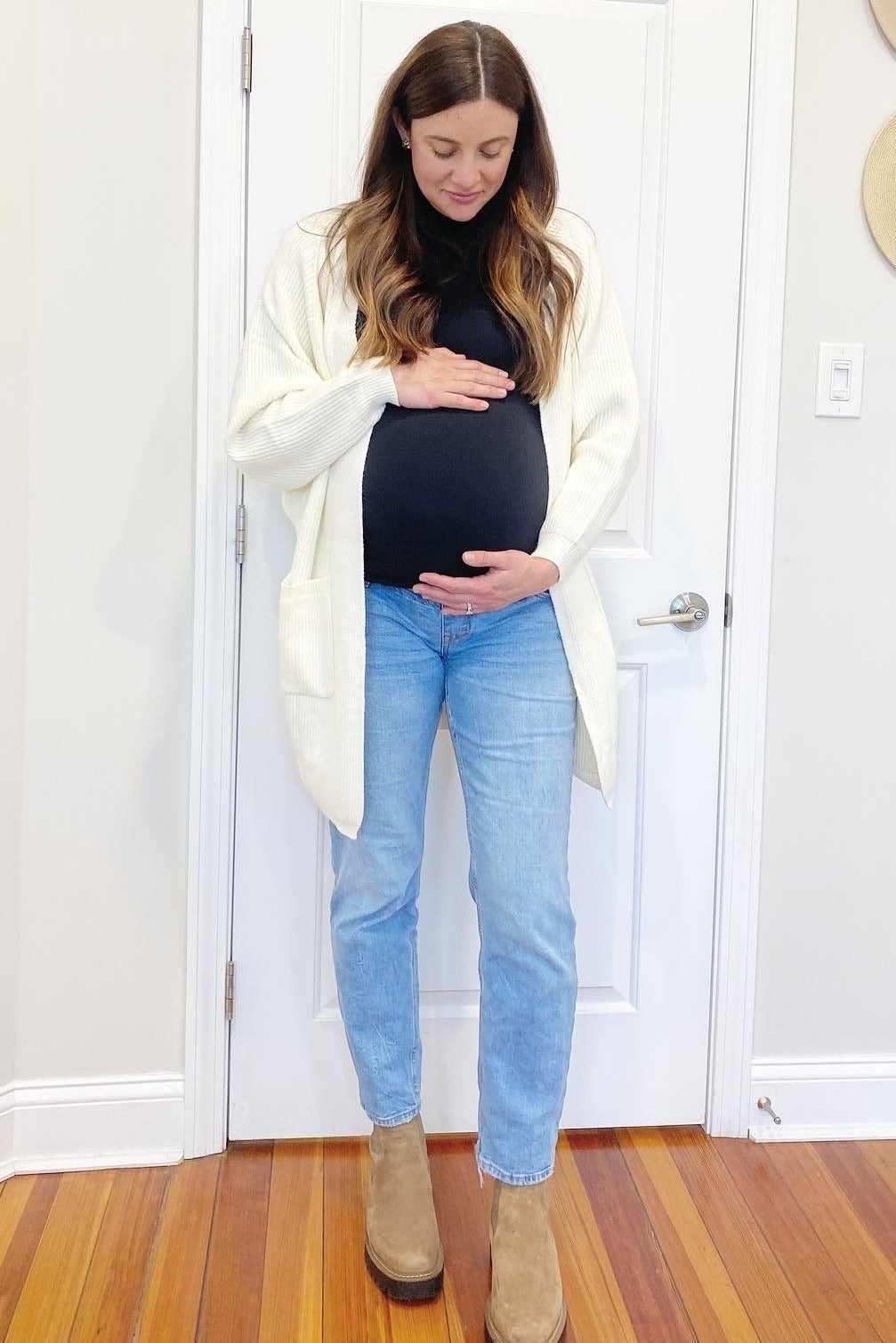 Cream Pocketed Knit Maternity Cardigan