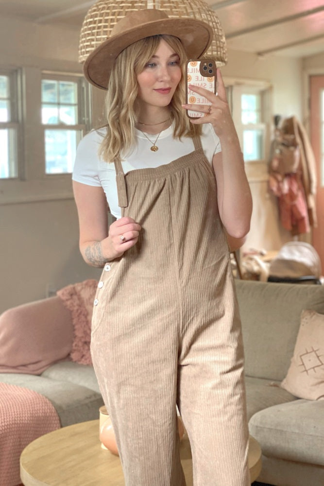Taupe Corduroy Overalls