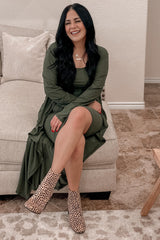 Olive Ribbed Cardigan 2 Piece Set