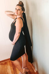 Black Ribbed Cardigan 2 Piece Maternity Set