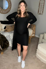 Black Ribbed Cardigan 2 Piece Maternity Set