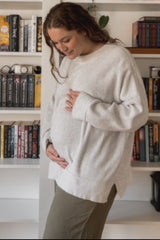 Olive Linen Frayed Hem Crop Maternity Pants