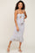 Lavender Ditsy Floral Knot Front Smocked Midi Dress