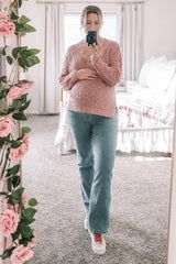 Light Pink Soft Knit Ruched Maternity Top