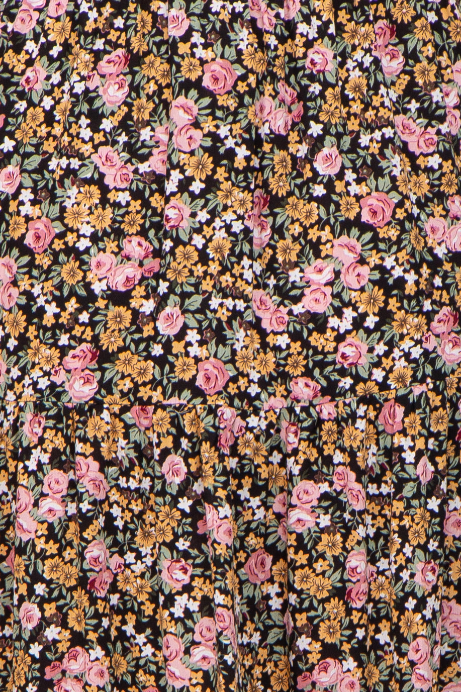 Multi-Color Floral Smocked Tiered Maternity Midi Dress