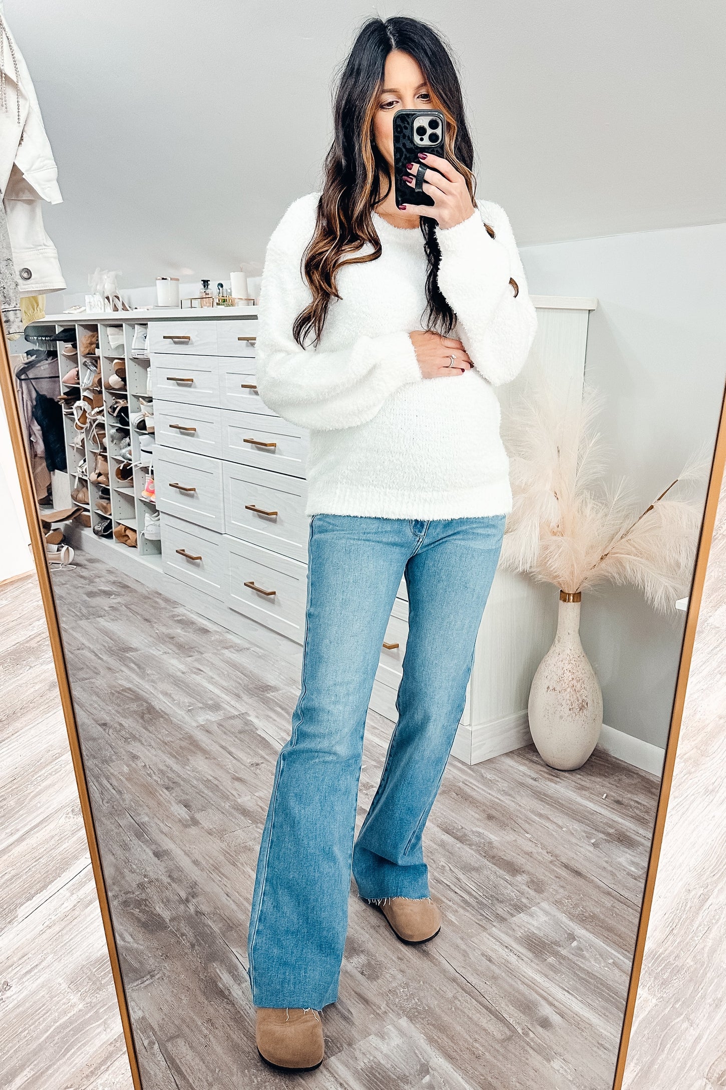 Blue Flare Leg Raw Hem Maternity Jeans