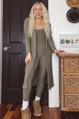 Mocha Ribbed Jumpsuit Two Piece Set