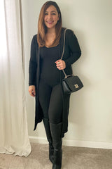 Black Ribbed Jumpsuit Two Piece Set