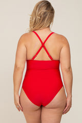 Red Plus Maternity Ruched One Piece Swimsuit