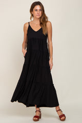 Black Tiered Sleeveless Maxi Dress