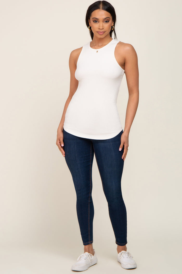 Ivory Ribbed Basic Tank Top
