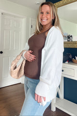 Brown Ribbed Maternity Tank Top