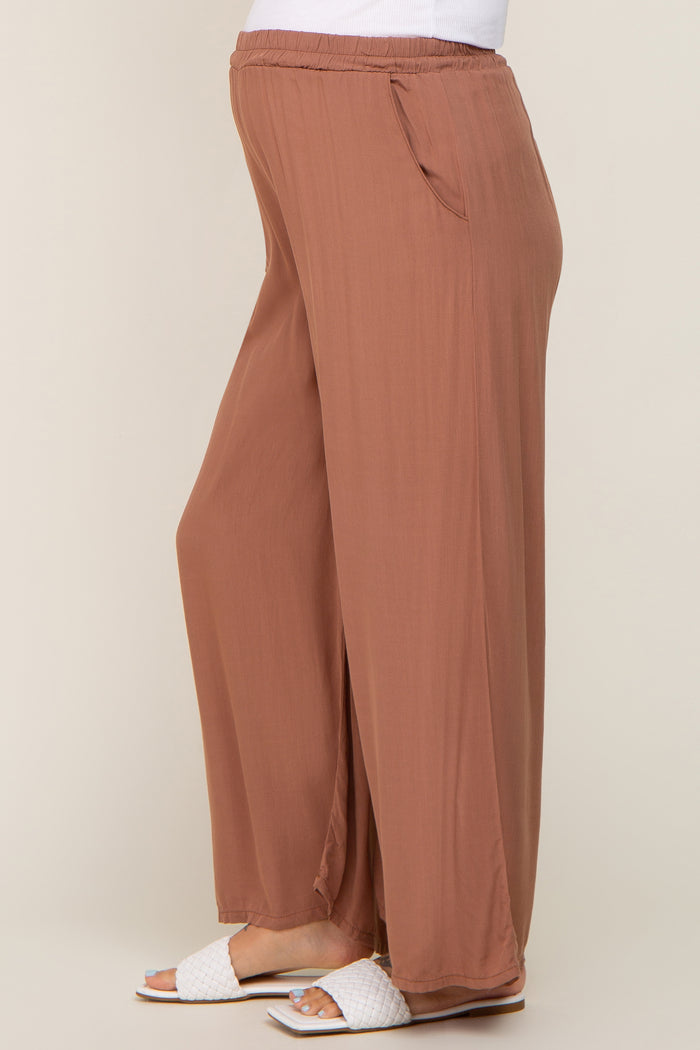 Camel Wide Leg Lightweight Maternity Pants
