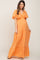 Orange Crepe Flounce Sleeve Tiered Maternity Maxi Dress