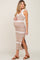 Taupe Striped Ribbed Sleeveless Knit Maternity Dress