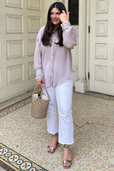 Light Grey Plisse Chiffon Blouse