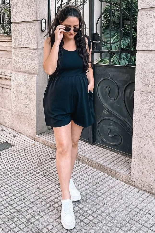 Black Knot Strap Maternity Romper