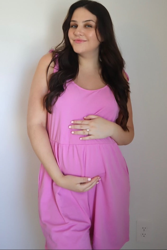 Pink Knot Strap Maternity Romper