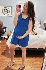 Royal Blue Knot Strap Maternity Romper