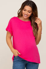 Fuchsia Short Sleeve Maternity Top