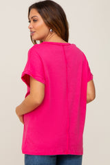 Fuchsia Short Sleeve Maternity Top