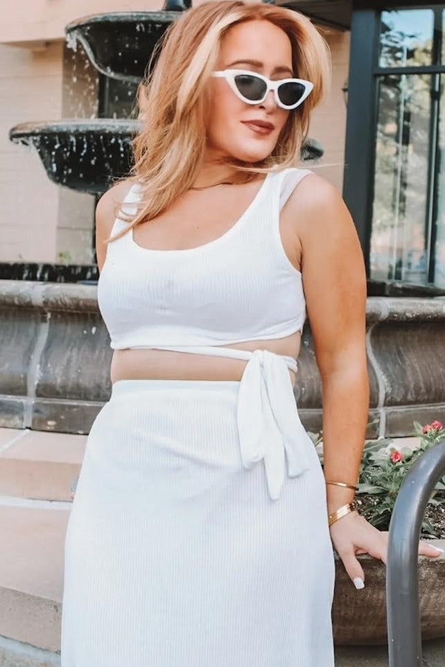 White Skirt And Cardigan 3-Piece Set