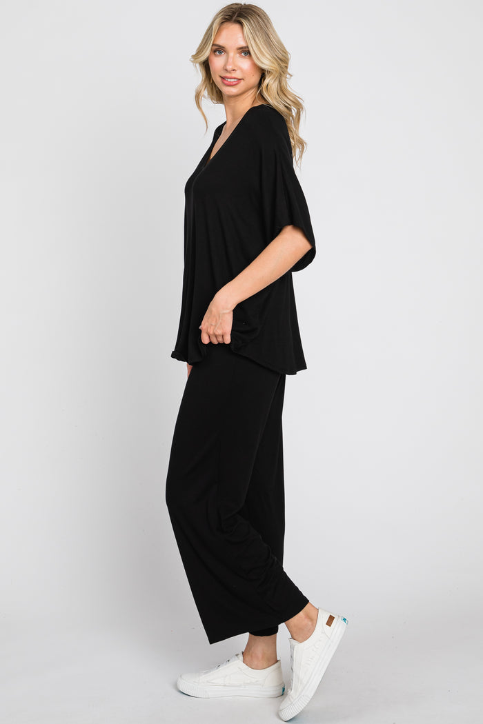 Black Cropped Pant Set