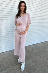 Light Pink Cropped Pant Maternity Set