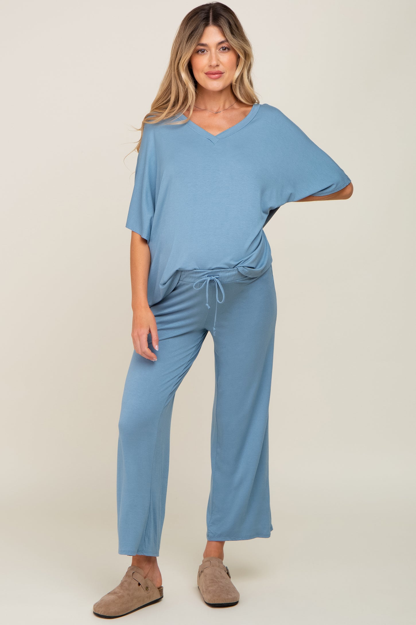 Blue Cropped Pant Maternity Set