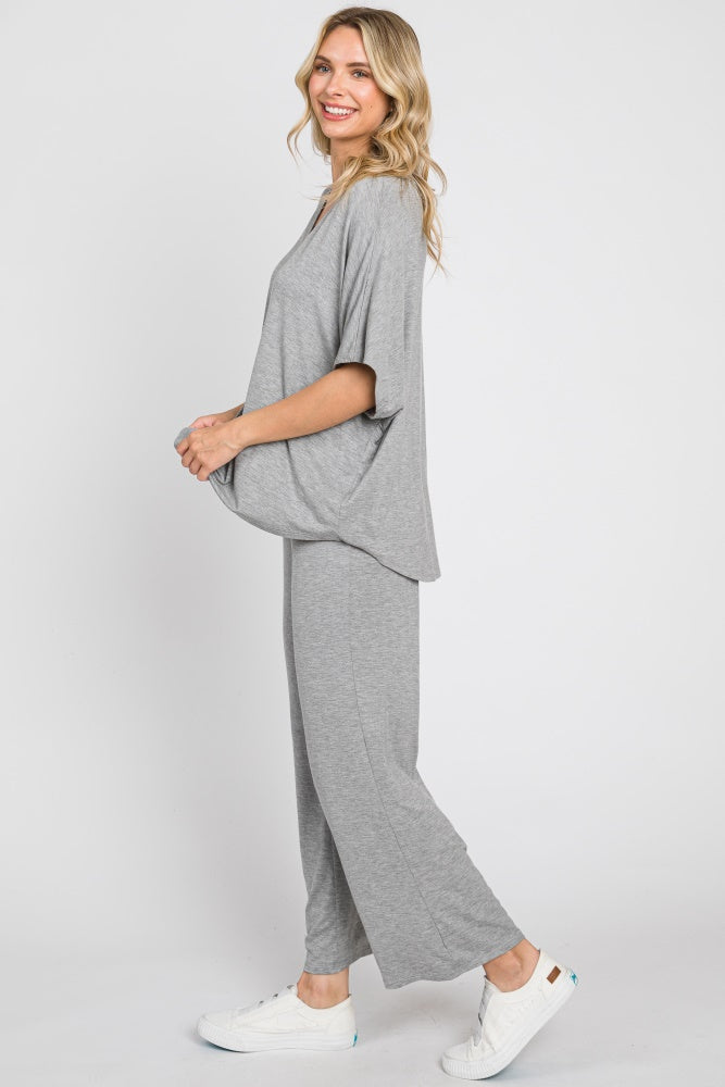 Heather Grey Cropped Pant Maternity Set