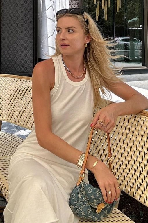 White Racerback Fitted Midi Dress