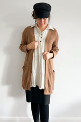 Cream Tiered Collared Linen Dress