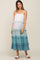 Blue Ombre Ruffle Tiered Shoulder Tie Maternity Midi Dress