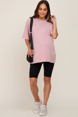 Pink Basic Oversized Maternity T-Shirt