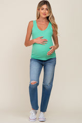 Mint Green Ribbed Basic Maternity Tank