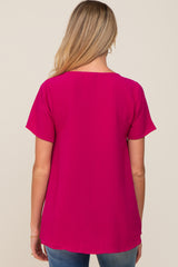 Magenta Button Tie Front Maternity Top