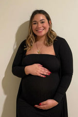Black Ribbed Sleeveless Dress Cardigan Maternity Set