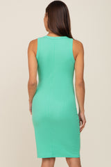 Green Sleeveless Fitted Maternity Dress