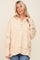 Cream Button Front Ribbed Trim Hooded Sweatshirt