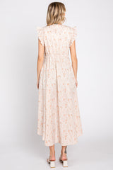 Peach Floral Front Tie Midi Cover Up