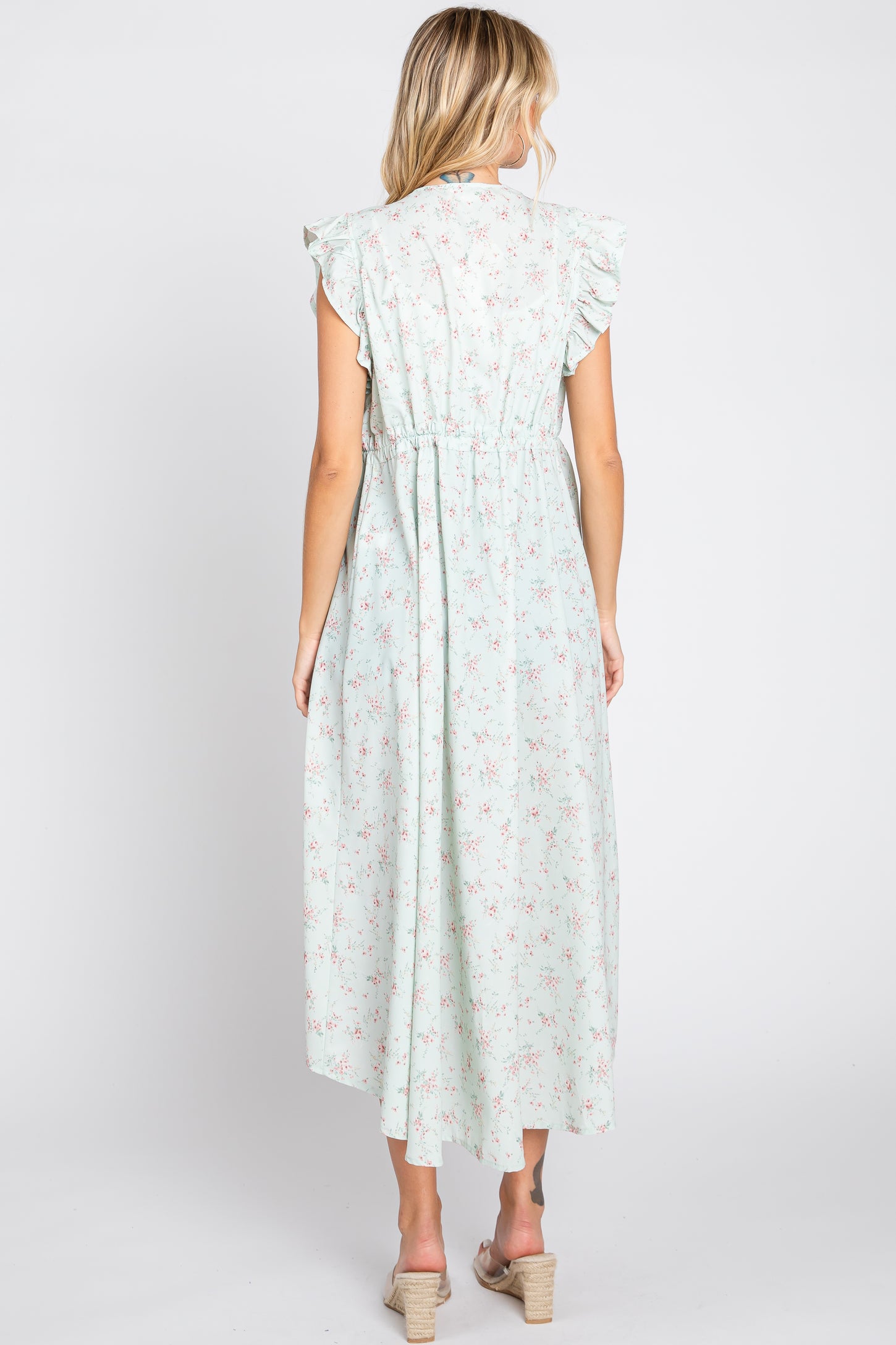Mint Floral Ruffle Cover-Up