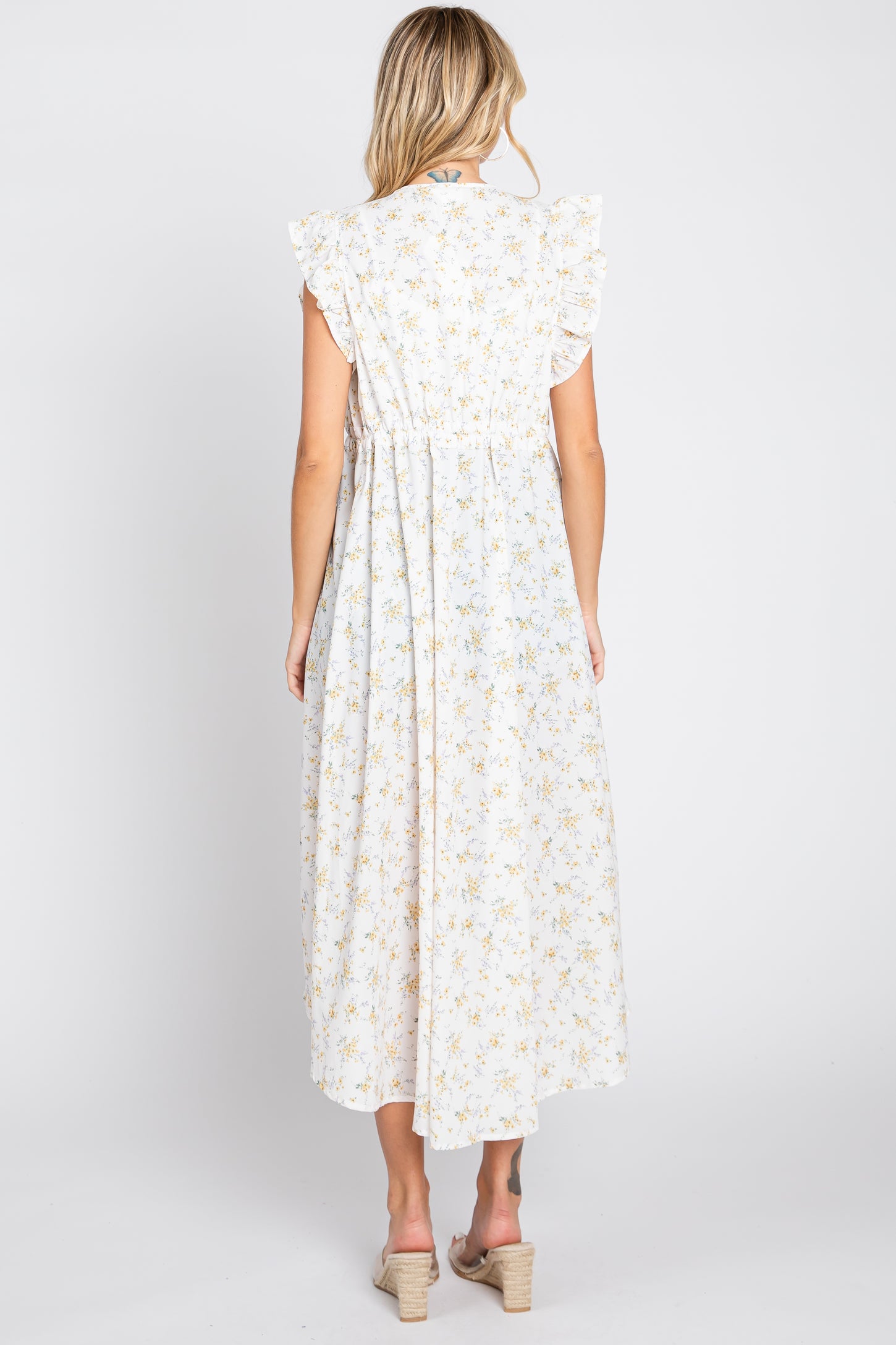 Cream Floral Ruffle Cover-Up